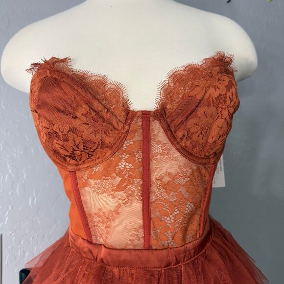 NWT For Love And Lemons x REVOLVE Bustier Gown, Rust, L - Picture 6 of 8